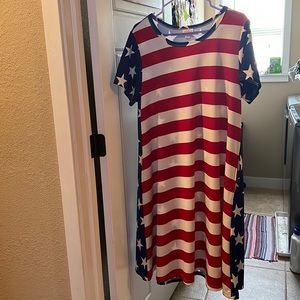 Lularoe XL Jessie dress. Stars and Stripes.
